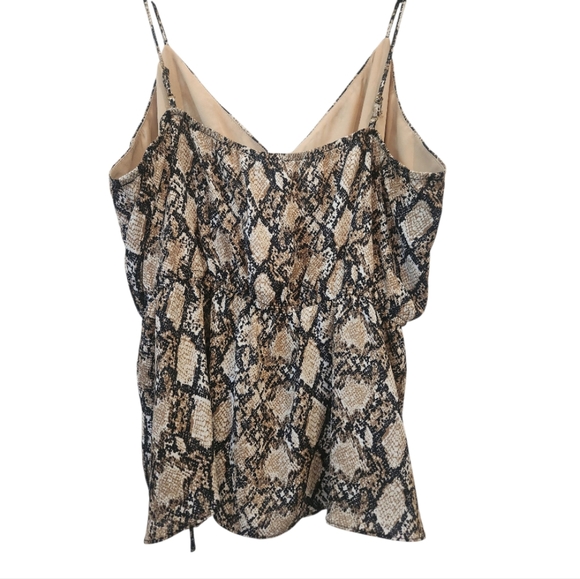Maurices Snakeskin Print Cami Top XL Brown Black Wrap Peplum - Picture 3 of 7